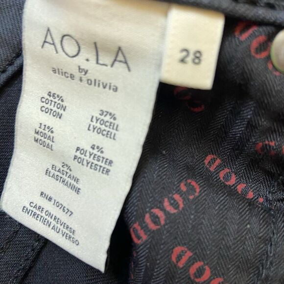 AO.LA Alice + Olivia Good HR Exposed Button Skinny Jeans Cropped Size 28 - Picture 8 of 12